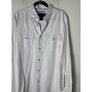 Men's Madison Supply Brushed White Soft Cotton Long Sleeve Button Down ShirtSz L